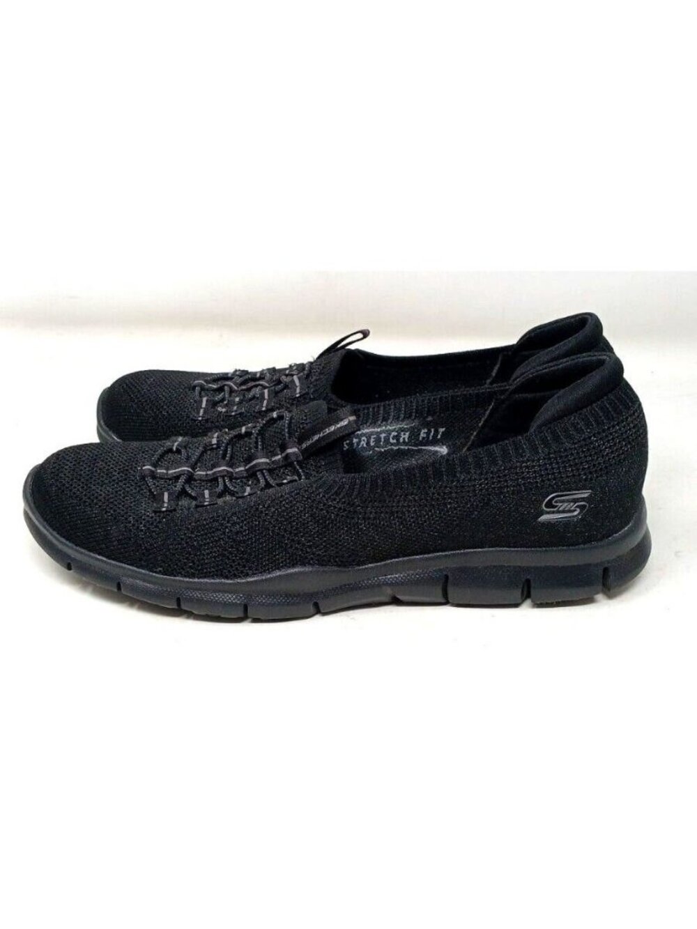 Skechers Stretch Fit AIR COOLED MEMORY FOAM Black Womens Shoes Sz 7 EUR 37 #4-2 - Picture 6 of 12
